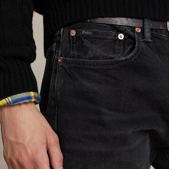 Polo Ralph Lauren Men's The Vintage Classic Fit Jeans Washed Finish Denim Black - Picture 4 of 7
